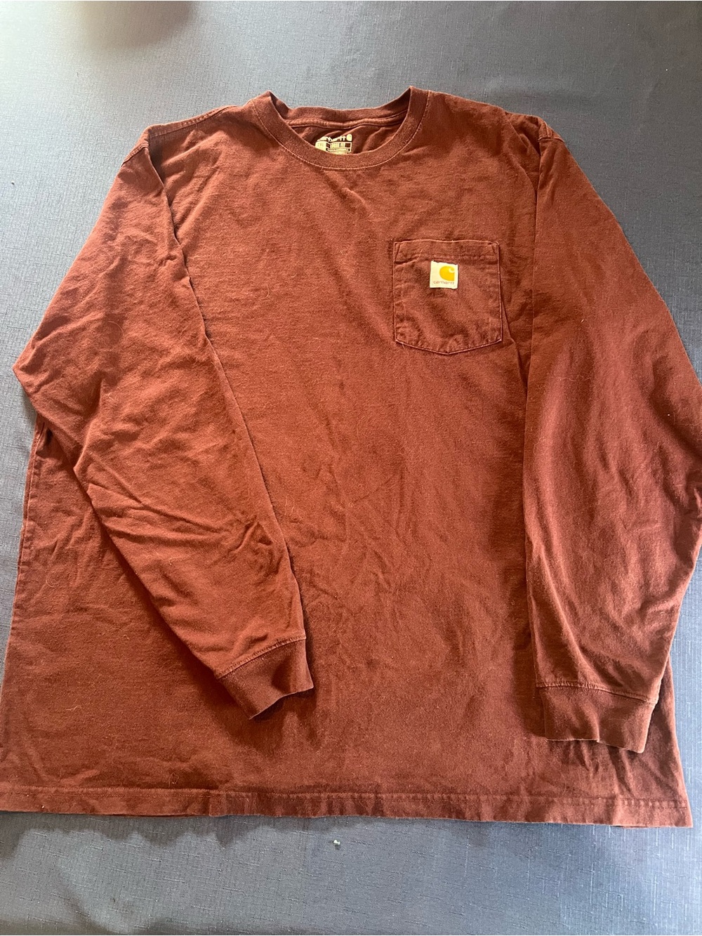 Carhartt Long-Sleeve Pocket Tee in Rust Brown